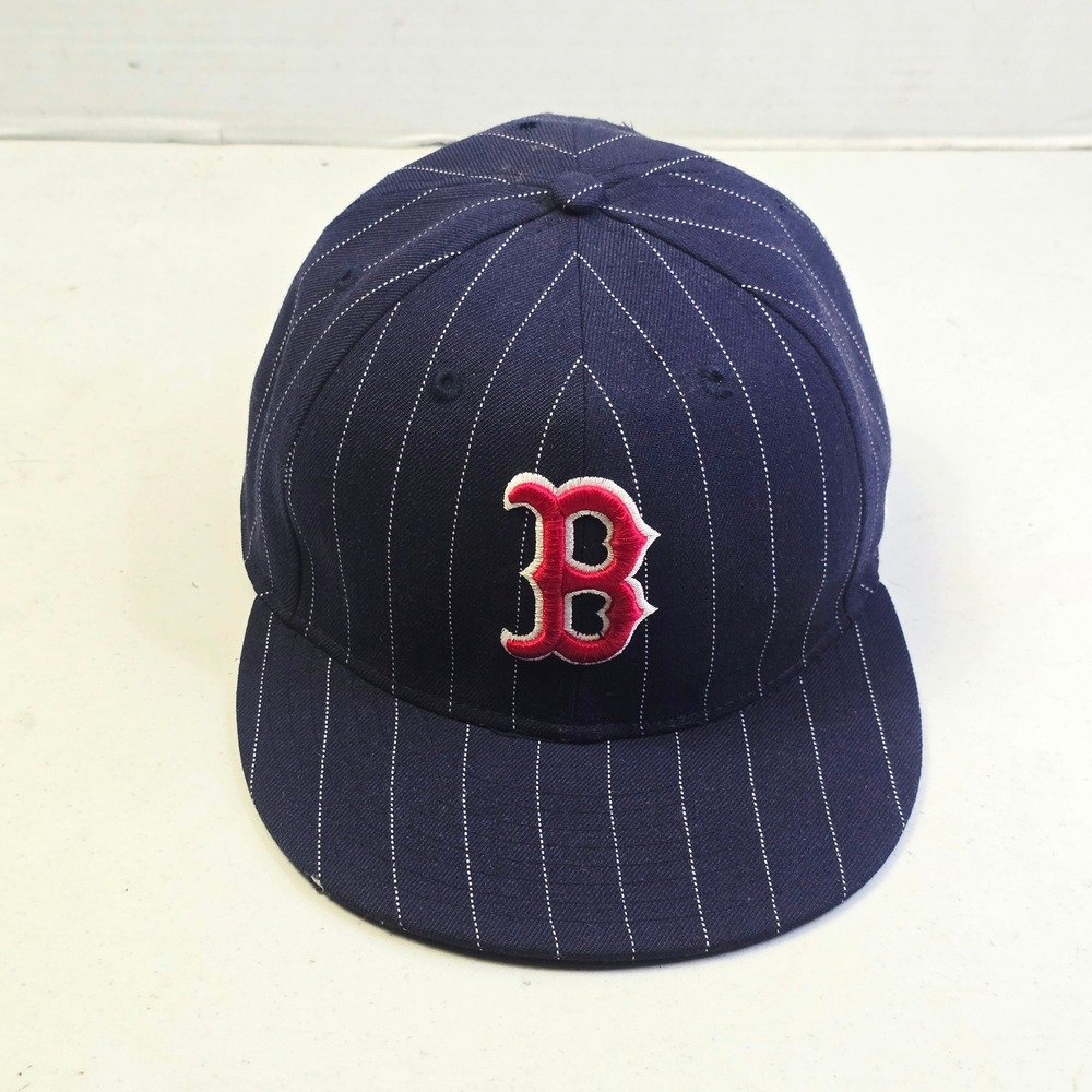 New Era Mens Boston Red Sox 59FIFTY Fitted Hat 7 5/8 Blue Pinstripe MLB Cap